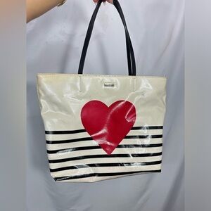 Kate Spade Yours Truly heart striped tote